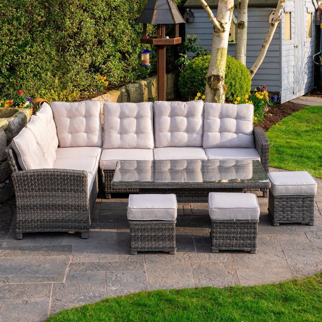 Ravenna - Corner Sofa Set with Rectangular Rising Table (Grey) - Rathwood Store