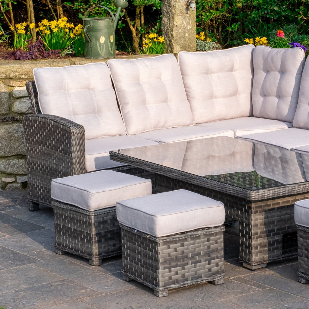 Ravenna - Corner Sofa Set with Rectangular Rising Table (Grey) - Rathwood Store