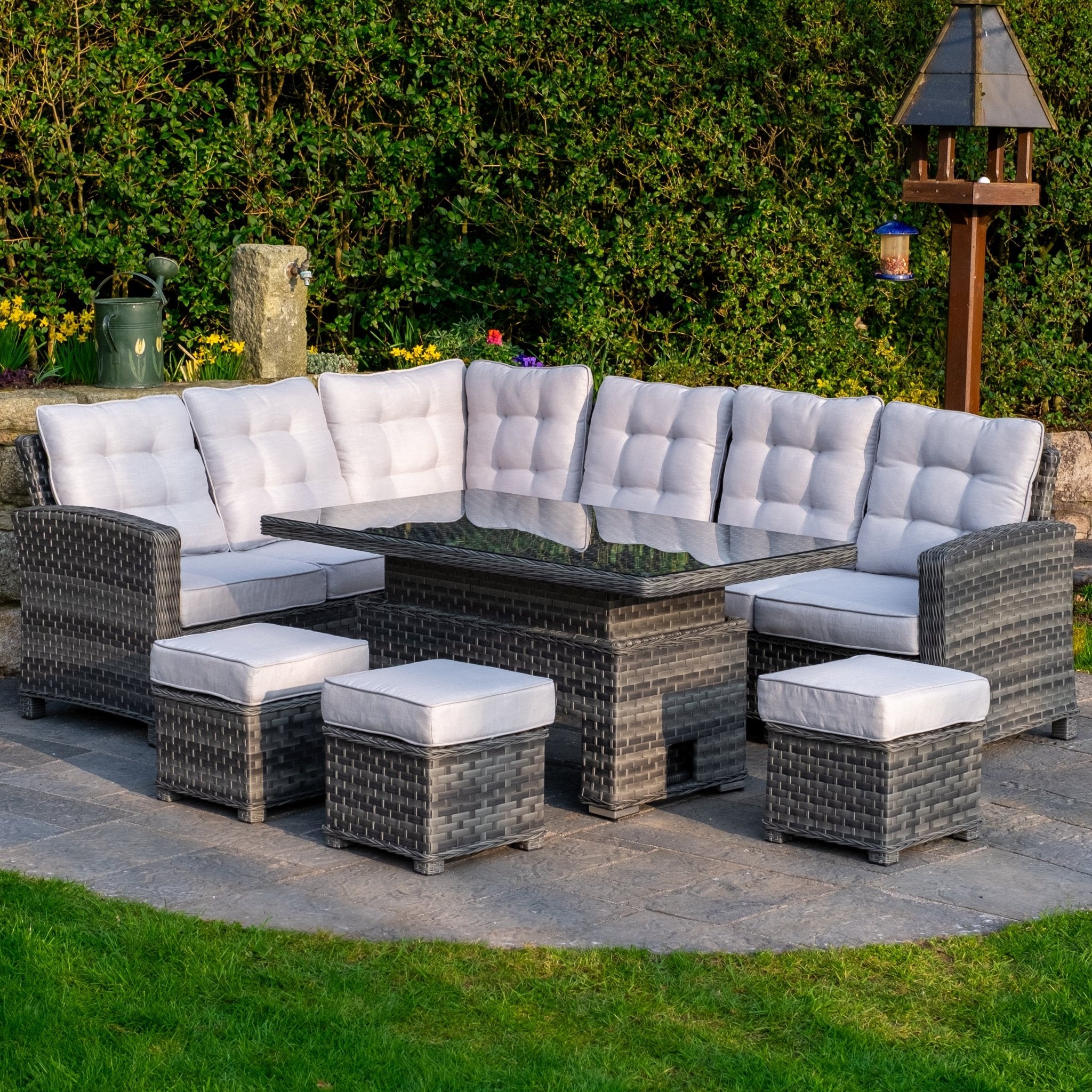 Ravenna Corner Sofa Set with Rectangular Rising Table (Grey