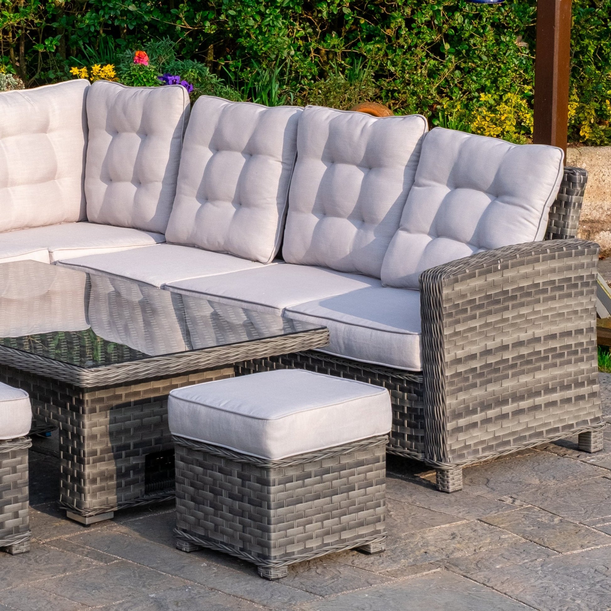 Ravenna - Corner Sofa Set with Rectangular Rising Table (Grey) - Rathwood Store