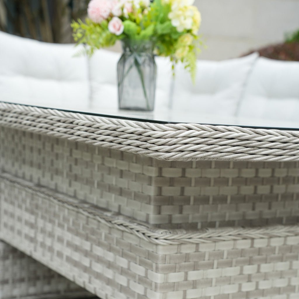 Ravenna - Corner Sofa Set with Rectangular Rising Table (White Washed) - Rathwood Store