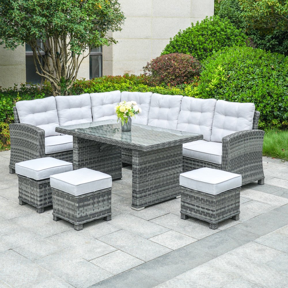 Ravenna - Corner Sofa Set with Rectangular Table (Grey)