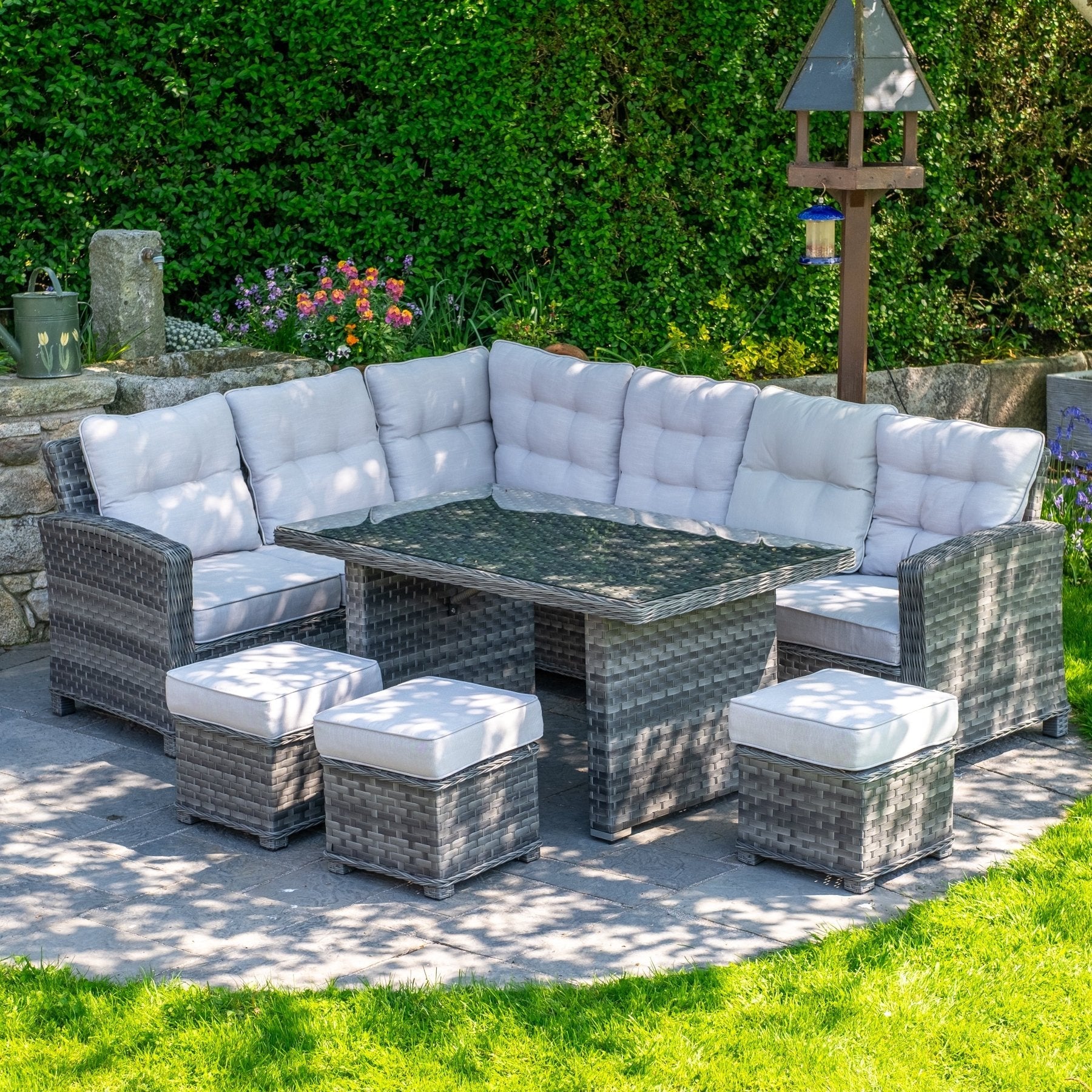 Ravenna - Corner Sofa Set with Rectangular Table (Grey)