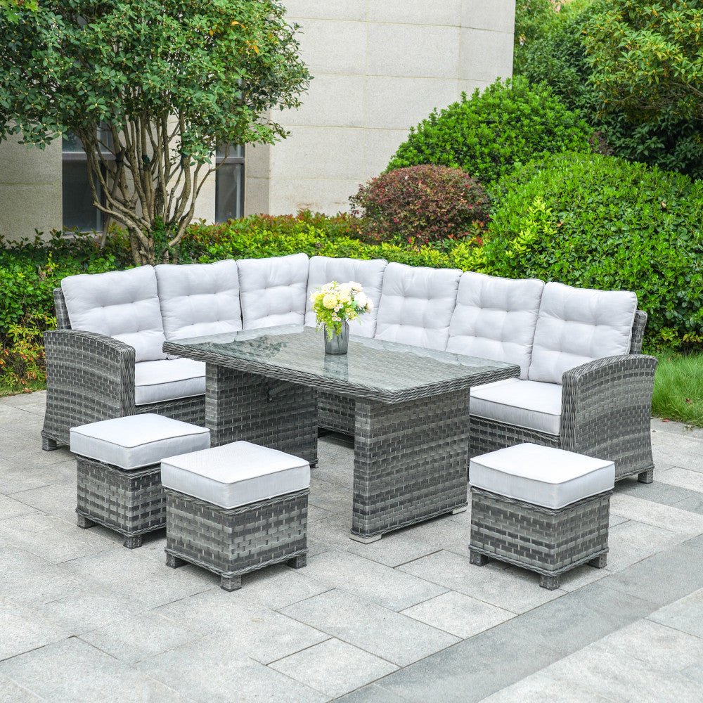 Ravenna - Corner Sofa Set with Rectangular Table (Grey)
