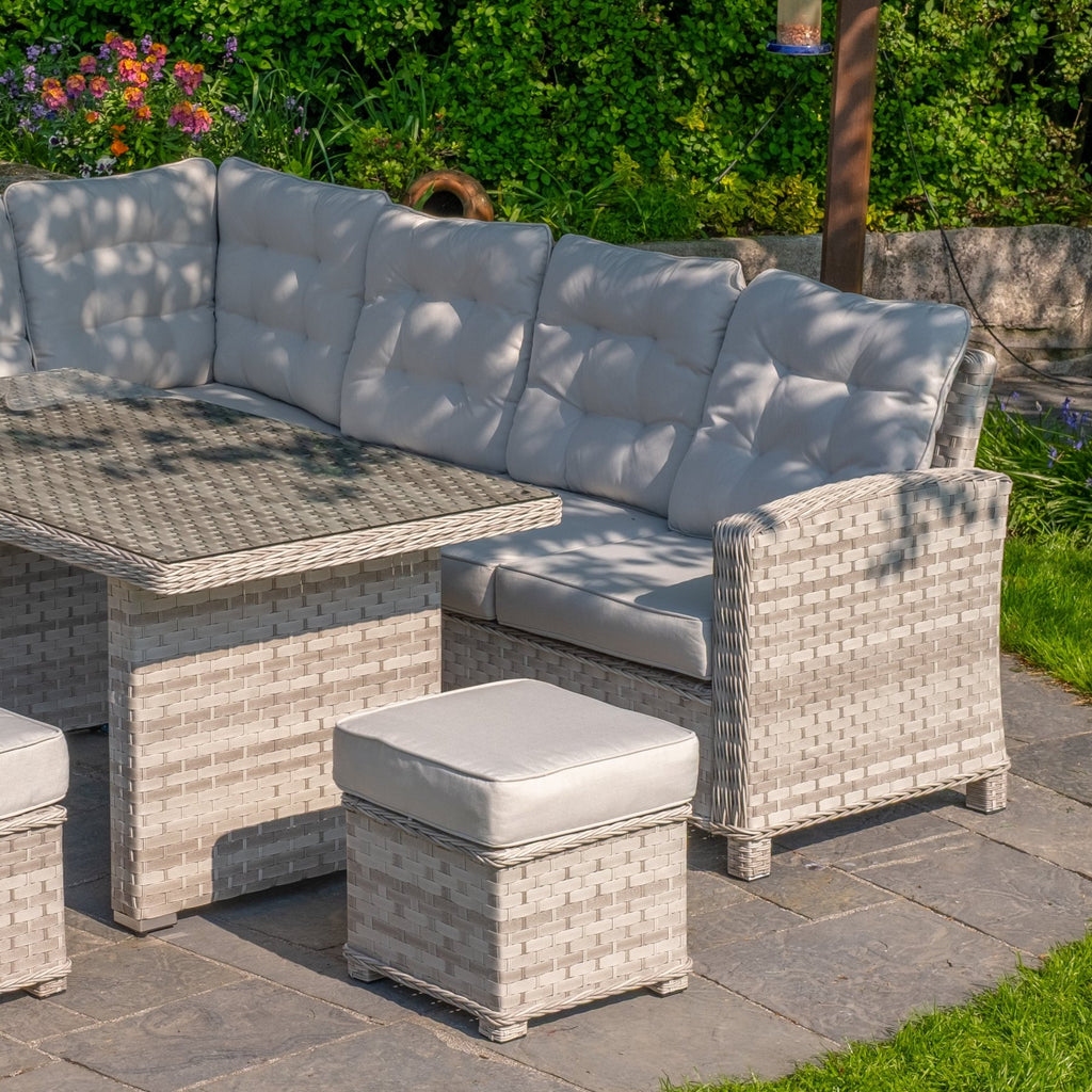 Ravenna - Corner Sofa Set with Rectangular Table (White Washed) - Rathwood Store