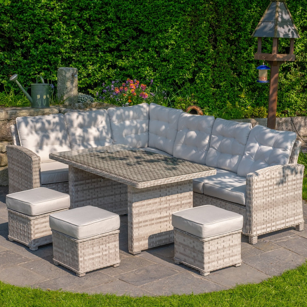 Ravenna - Corner Sofa Set with Rectangular Table (White Washed) - Rathwood Store
