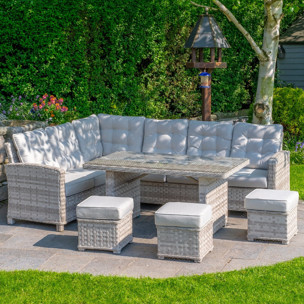 Ravenna - Corner Sofa Set with Rectangular Table (White Washed) - Rathwood Store