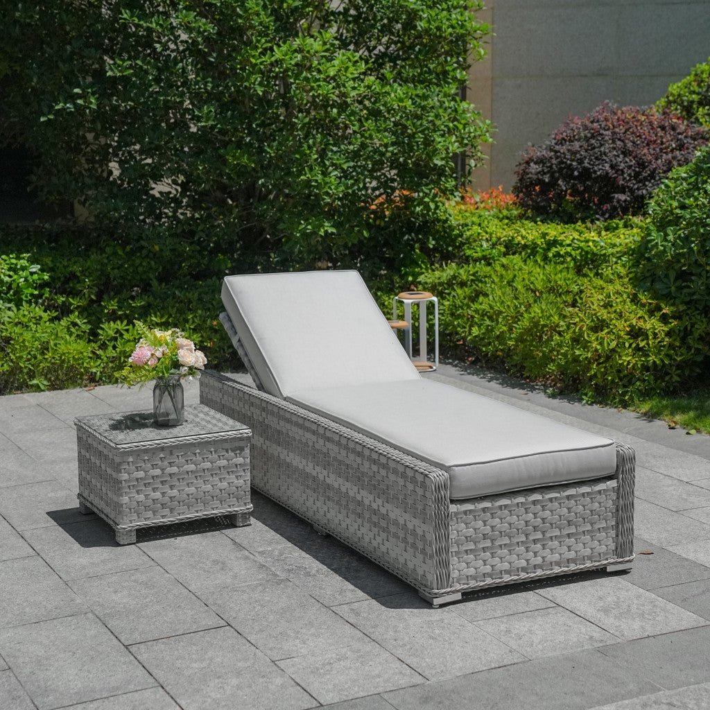 Ravenna - Deluxe Lounger Set with Table (White Washed) - Rathwood Store