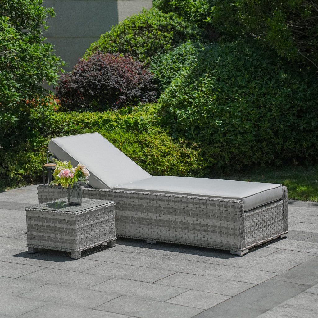 Ravenna - Deluxe Lounger Set with Table (White Washed) - Rathwood Store