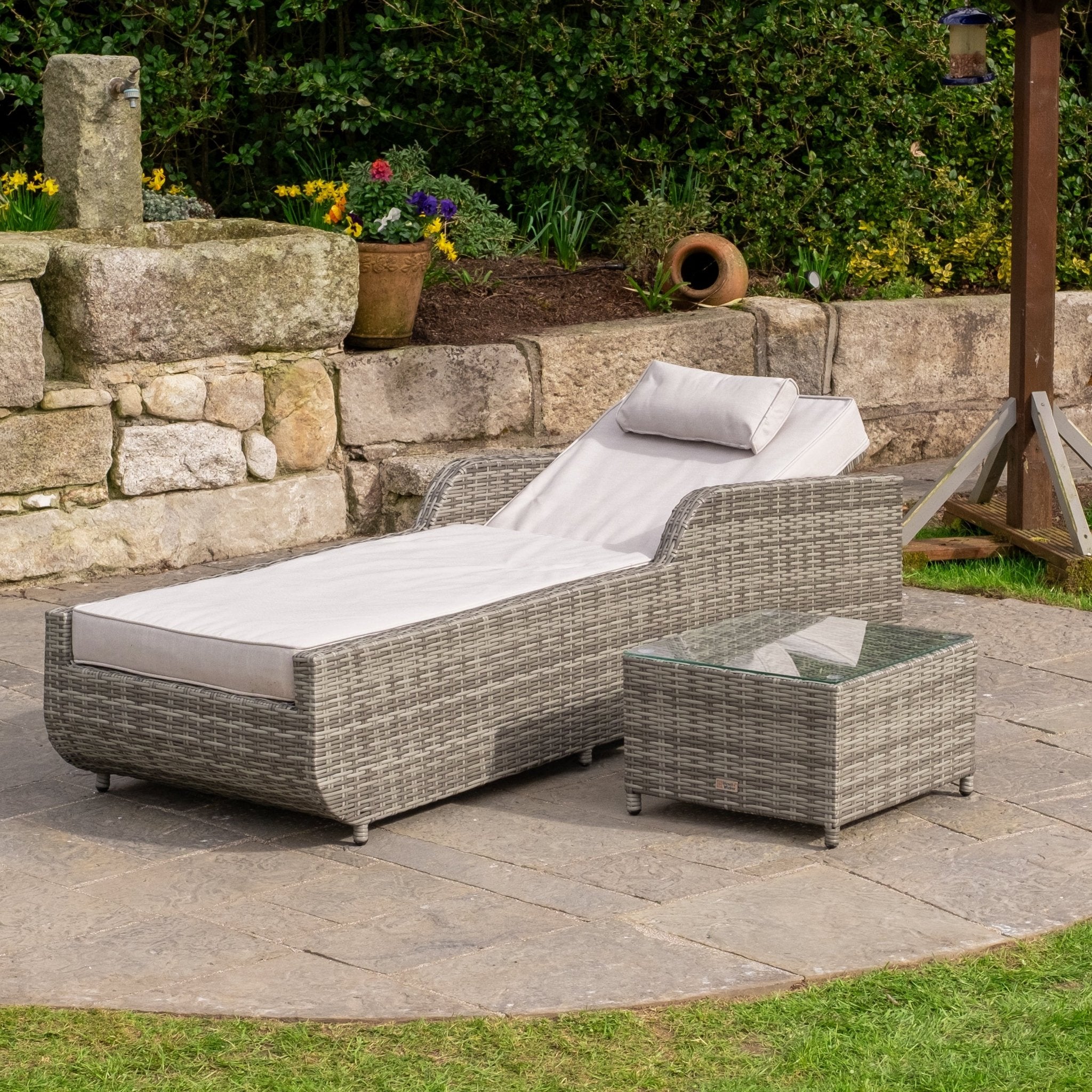 Ravenna - Lounger Set with Table (Grey) - Rathwood Store