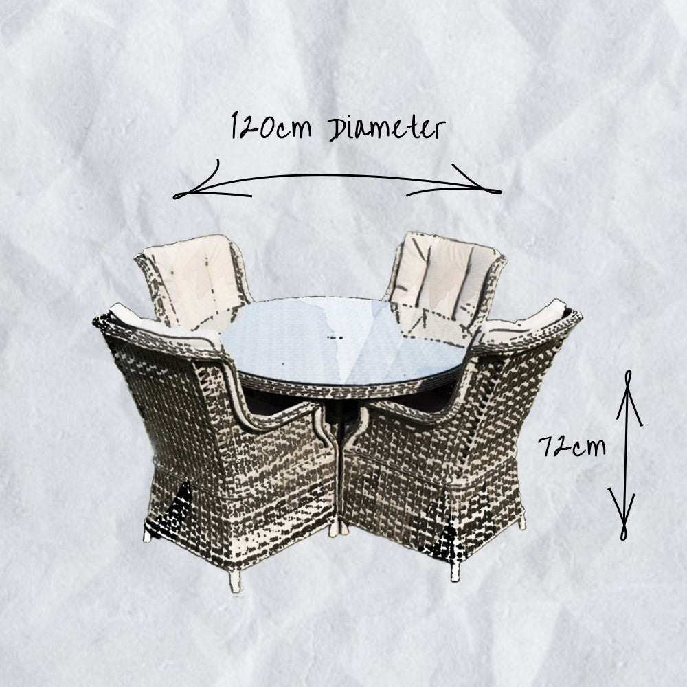 Hampton - 4 Seat Set with 120cm Round Table