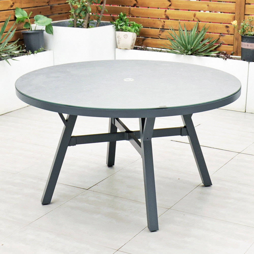 Panama - 6 Seater Set with 135cm Round Table (Dark Grey)