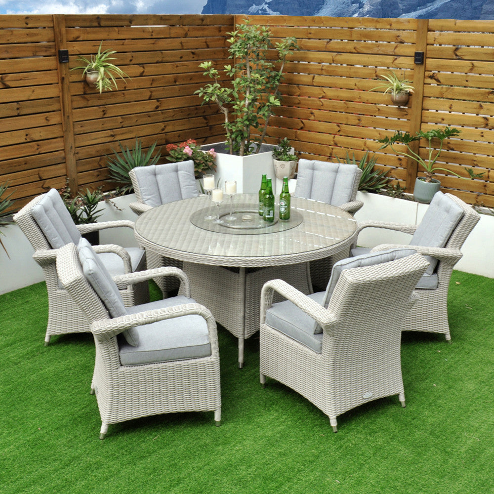 Sorrento - 6 Seat Set with 135cm Round Table (White Washed)