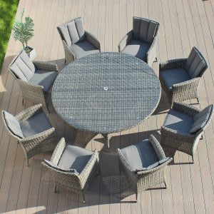 Oxford - 8 Seat Set with 170cm Round Table (Dark Grey)