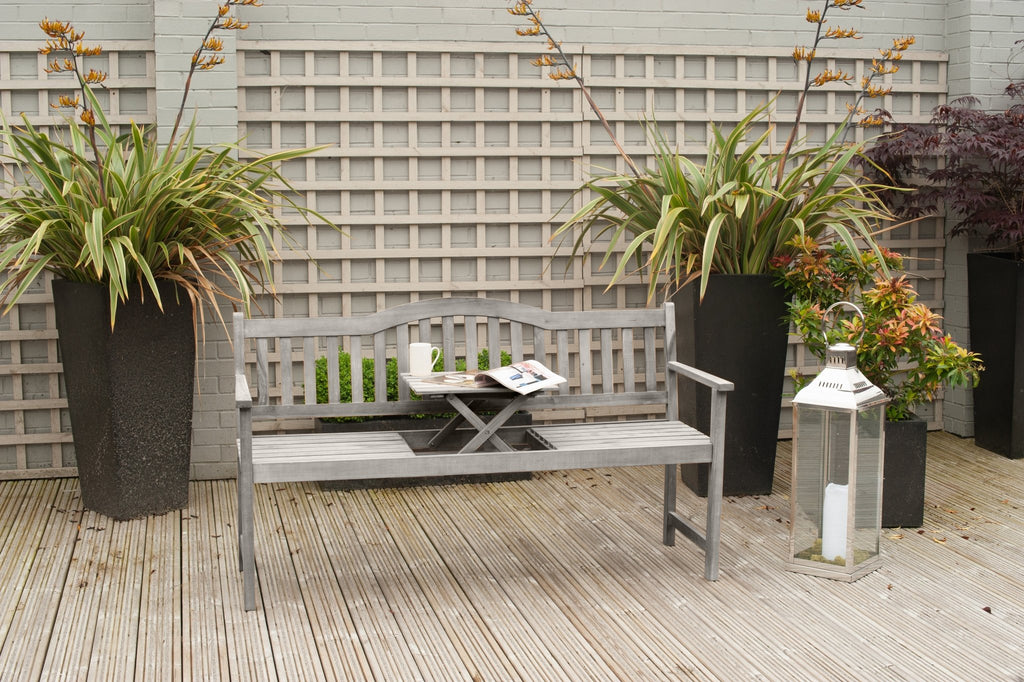 Richmond Antique Grey Outdoor Bench with Pop Up Table - Rathwood Store