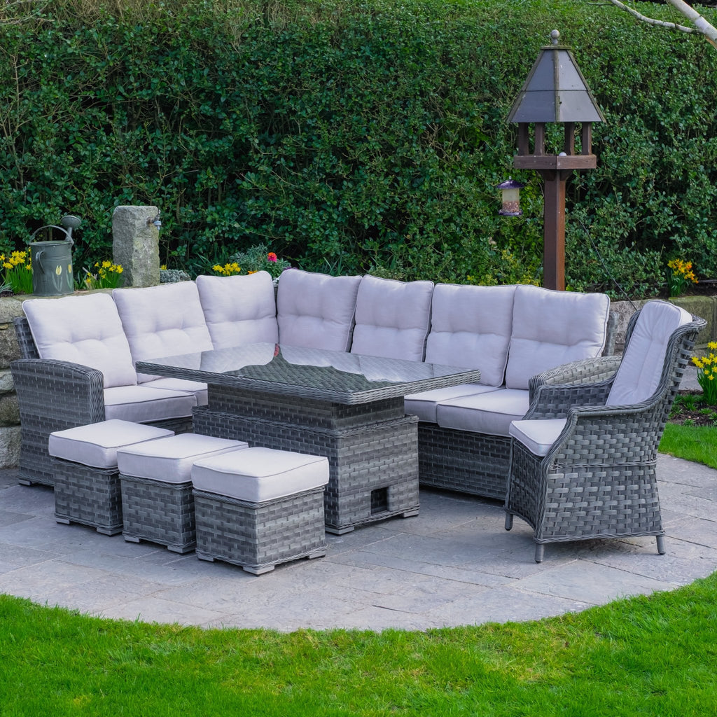 Rimini - Corner Sofa Set with Armchair and Rectangular Rising Table (Grey) - Rathwood Store
