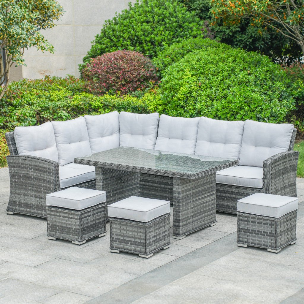 Rimini - Corner Sofa Set with Rectangular Table (Grey) - Rathwood Store