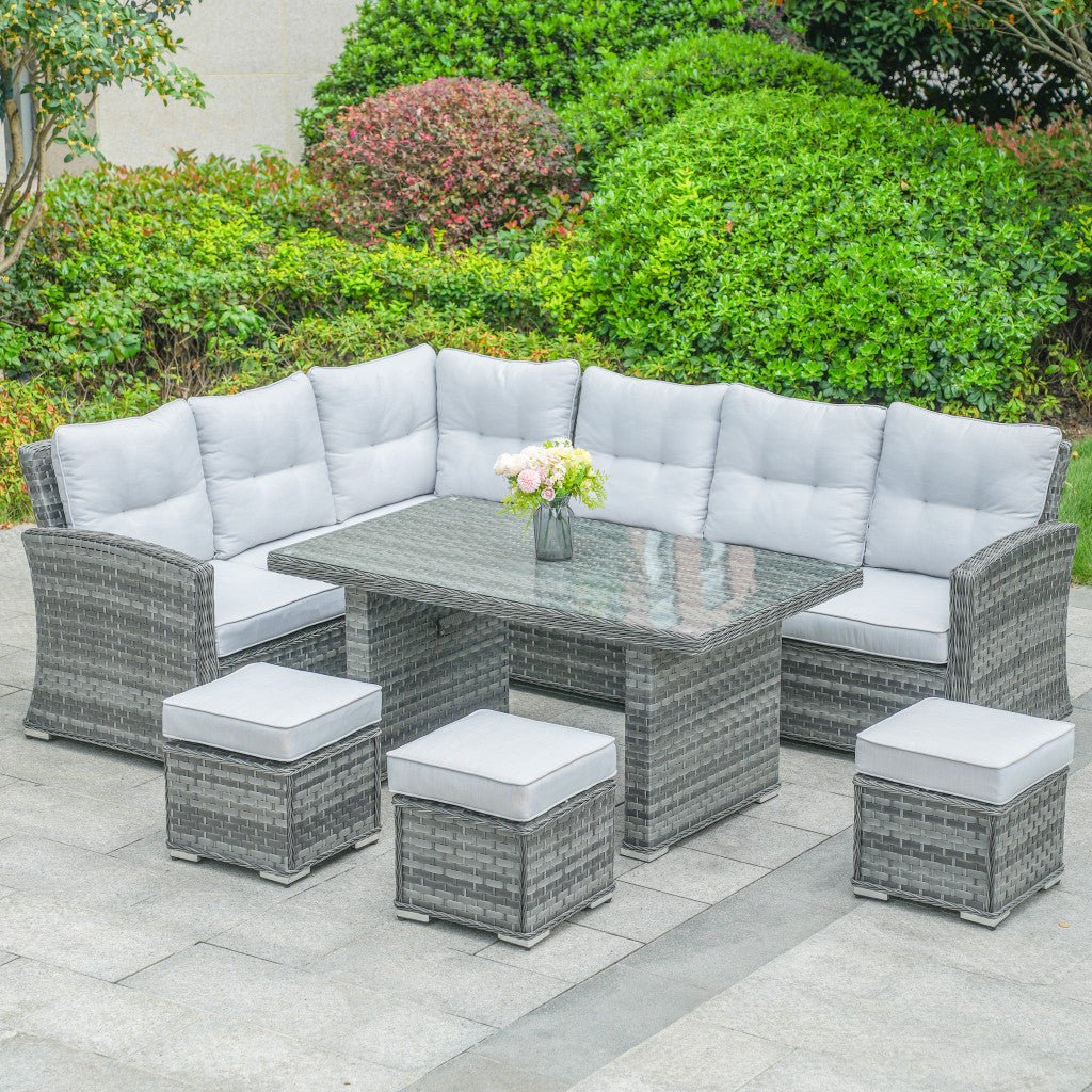 Rimini - Corner Sofa Set with Rectangular Table (Grey) - Rathwood Store