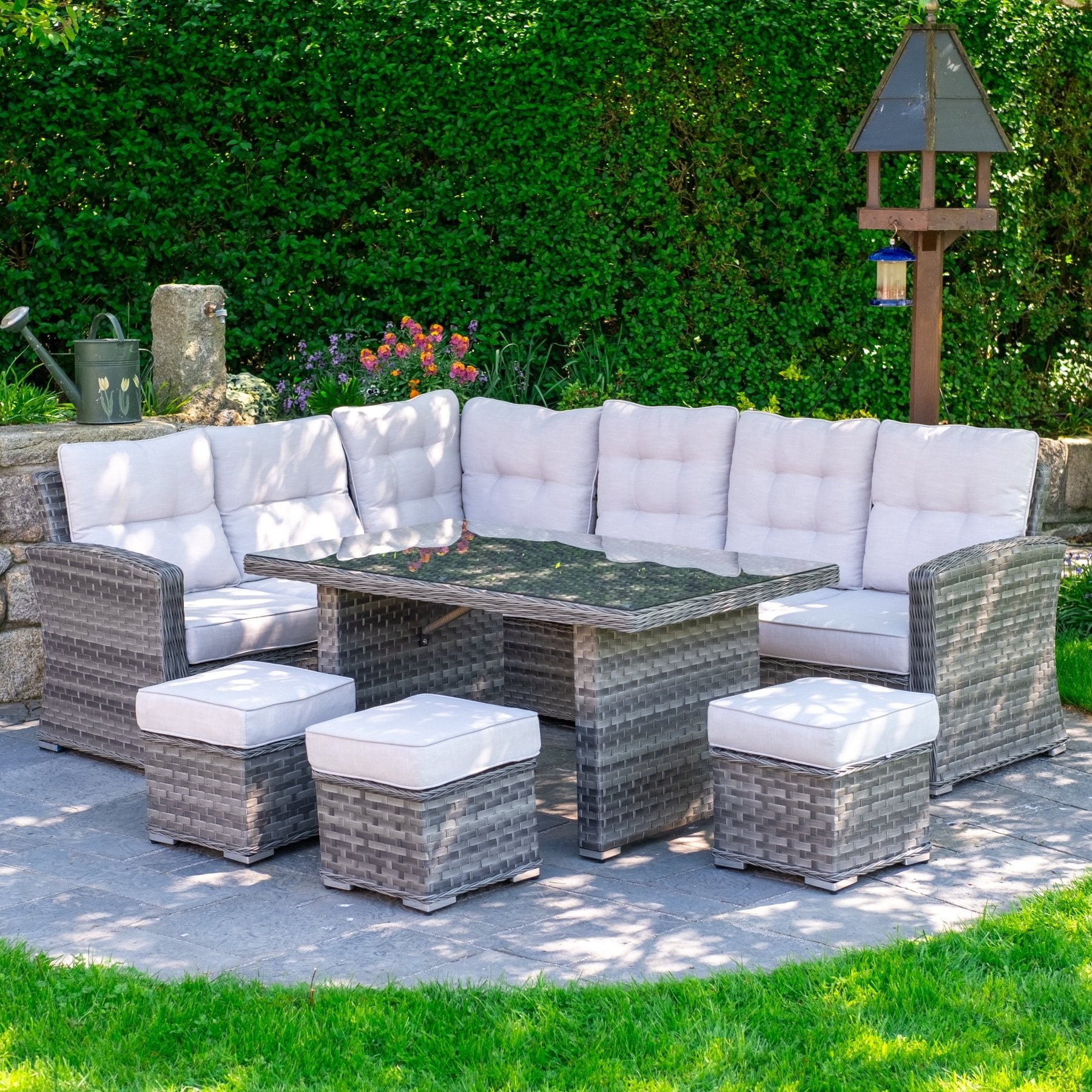 Rimini - Corner Sofa Set with Rectangular Table (Grey) - Rathwood Store