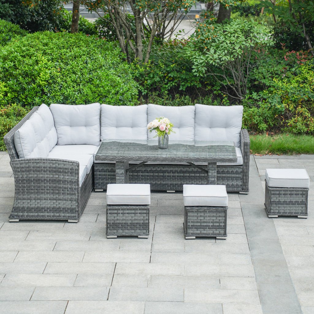 Rimini - Corner Sofa Set with Rectangular Table (Grey) - Rathwood Store