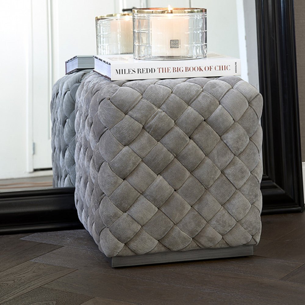 Room 48 Stool 40x40, fine tweed, pebbles - Rathwood Store