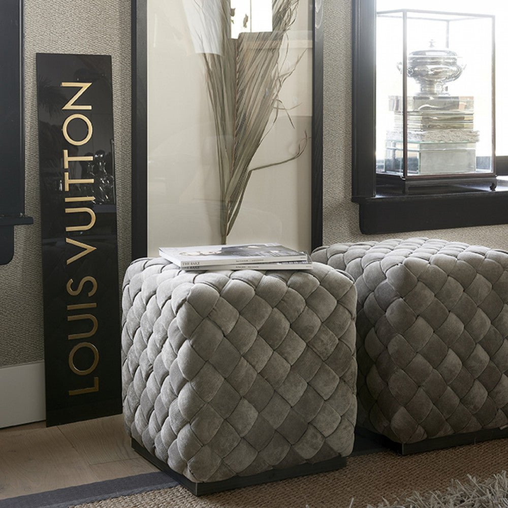 Room 48 Stool 40x40, fine tweed, pebbles - Rathwood Store