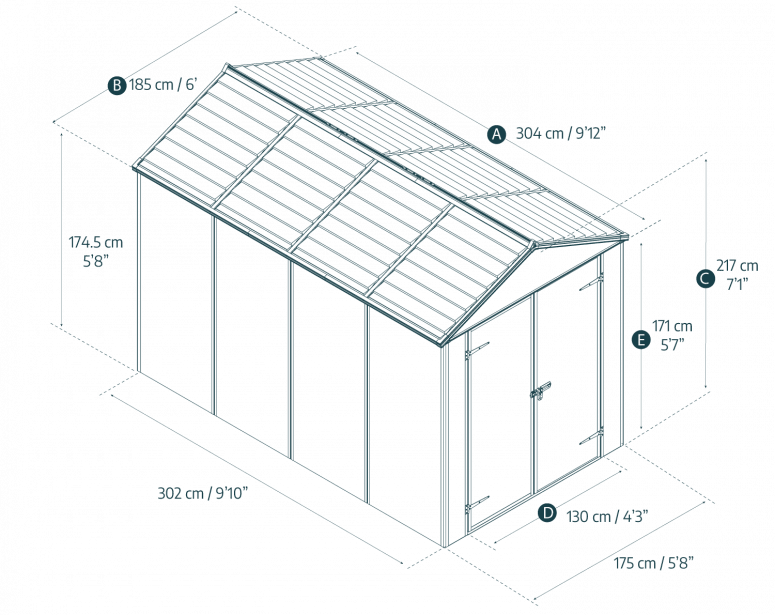Rubicon 6 ft. x 10 ft. Shed With Floor - Dark Grey Panels - Rathwood Store