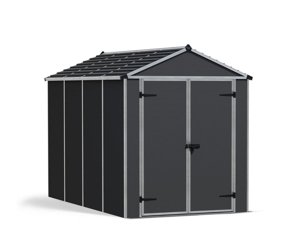 Rubicon 6 ft. x 10 ft. Shed With Floor - Dark Grey Panels - Rathwood Store