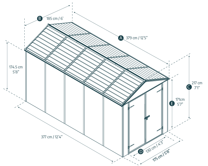 Rubicon 6 ft. x 12 ft. Shed With Floor - Dark Grey Panels - Rathwood Store