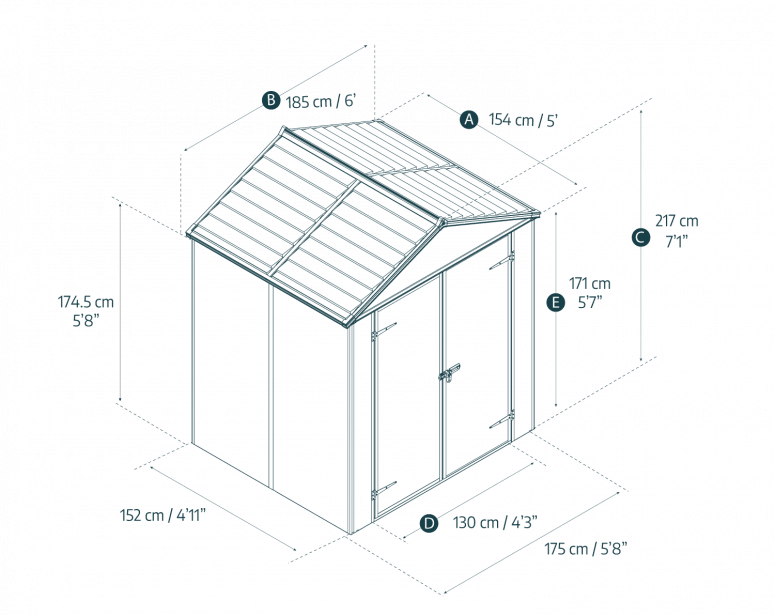 Rubicon 6 ft. x 5 ft. Shed With Floor - Dark Grey Panels - Rathwood Store