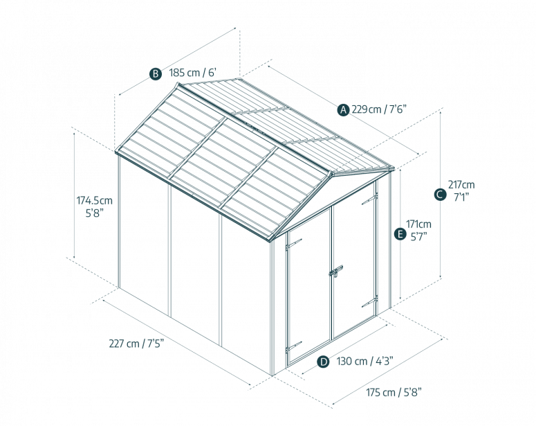 Rubicon 6 ft. x 8 ft. Shed With Floor - Dark Grey Panels - Rathwood Store