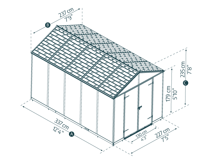 Rubicon 8 ft. x 12 ft. Shed With Floor - Dark Grey Panels - Rathwood Store