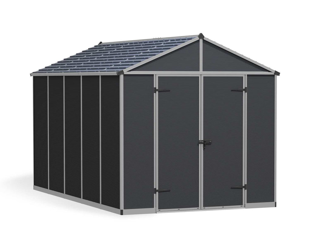 Rubicon 8 ft. x 12 ft. Shed With Floor - Dark Grey Panels - Rathwood Store