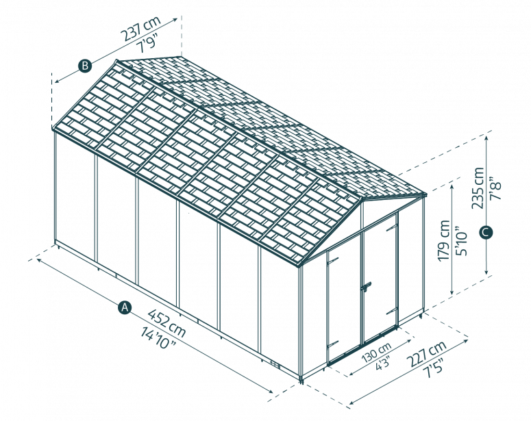 Rubicon 8 ft. x 15 ft. Shed With Floor - Dark Grey Panels - Rathwood Store