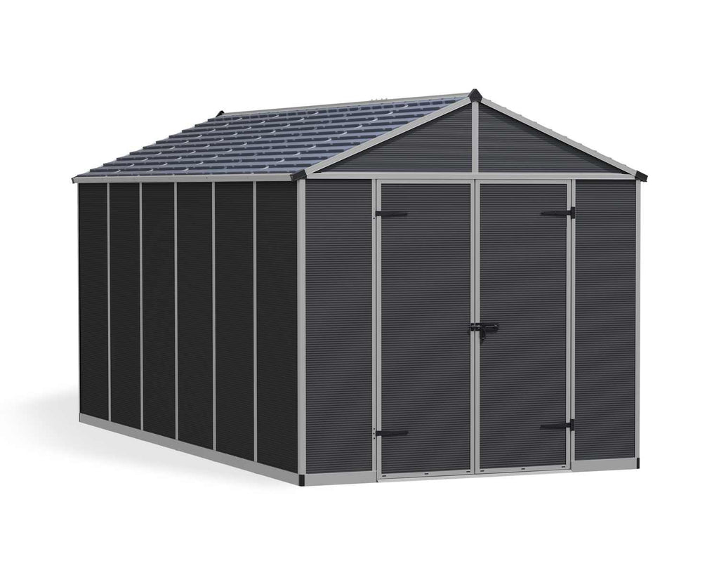 Rubicon 8 ft. x 15 ft. Shed With Floor - Dark Grey Panels - Rathwood Store