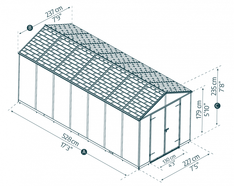 Rubicon 8 ft. x 17 ft. Shed With Floor - Dark Grey Panels - Rathwood Store