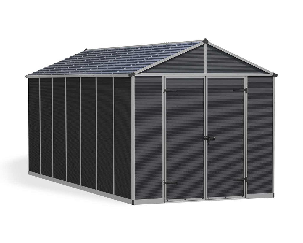 Rubicon 8 ft. x 17 ft. Shed With Floor - Dark Grey Panels - Rathwood Store