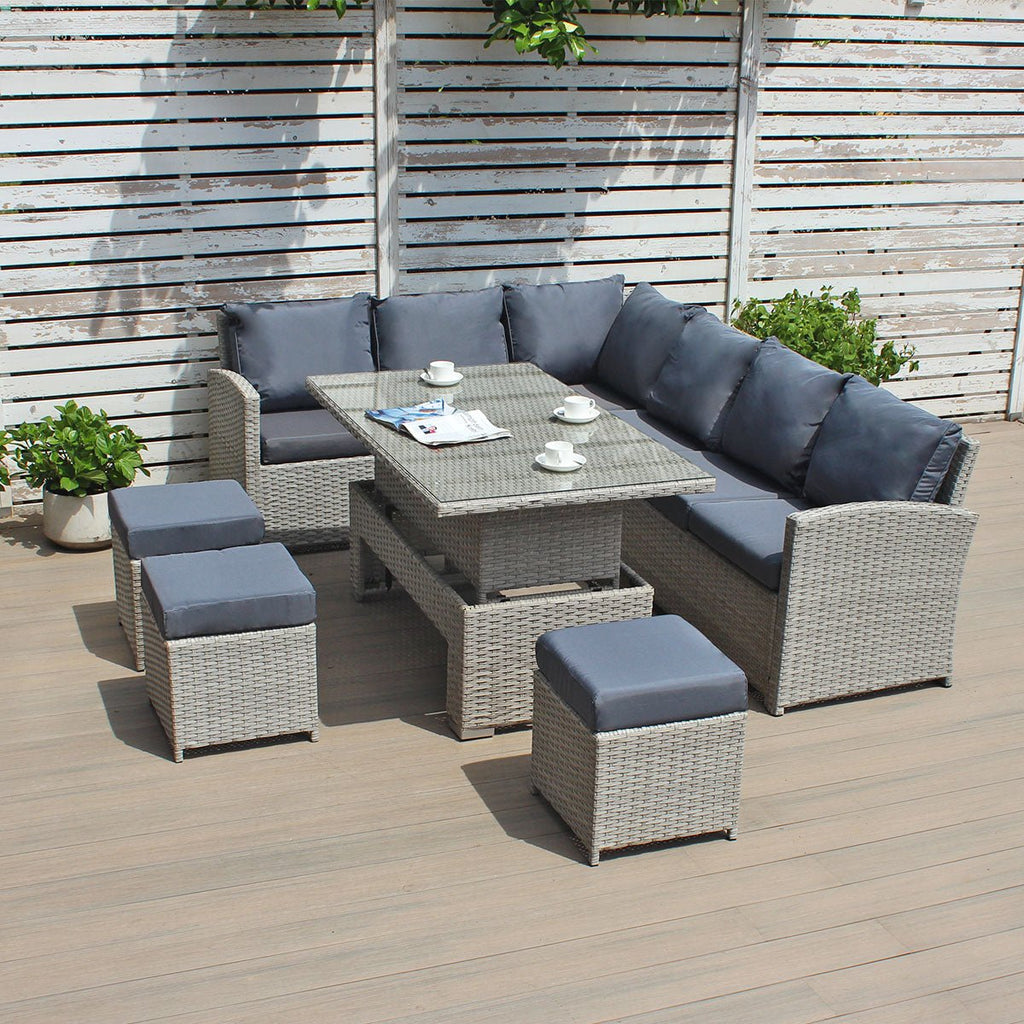 RW Corner Sofa Set with Rising Table (Grey) - Rathwood Store