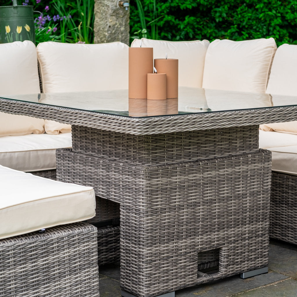 RW - Corner Sofa Set with Square Table (Dark Grey) - Rathwood Store