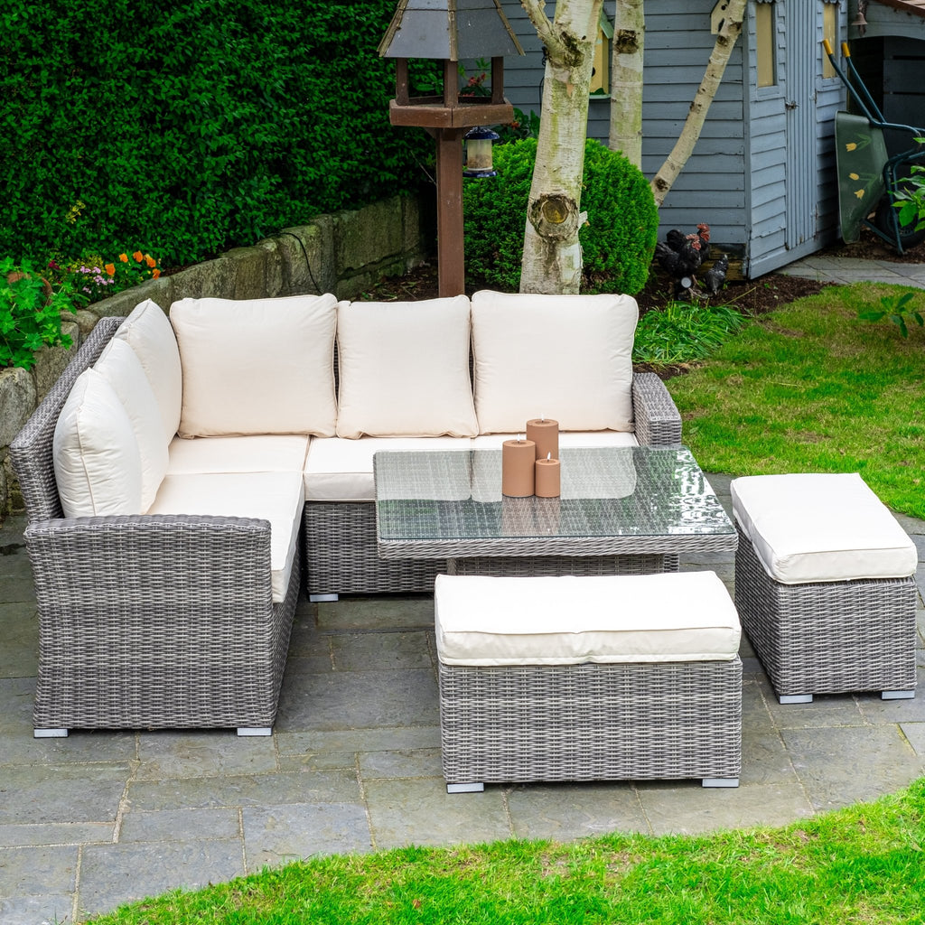 RW - Corner Sofa Set with Square Table (Dark Grey) - Rathwood Store