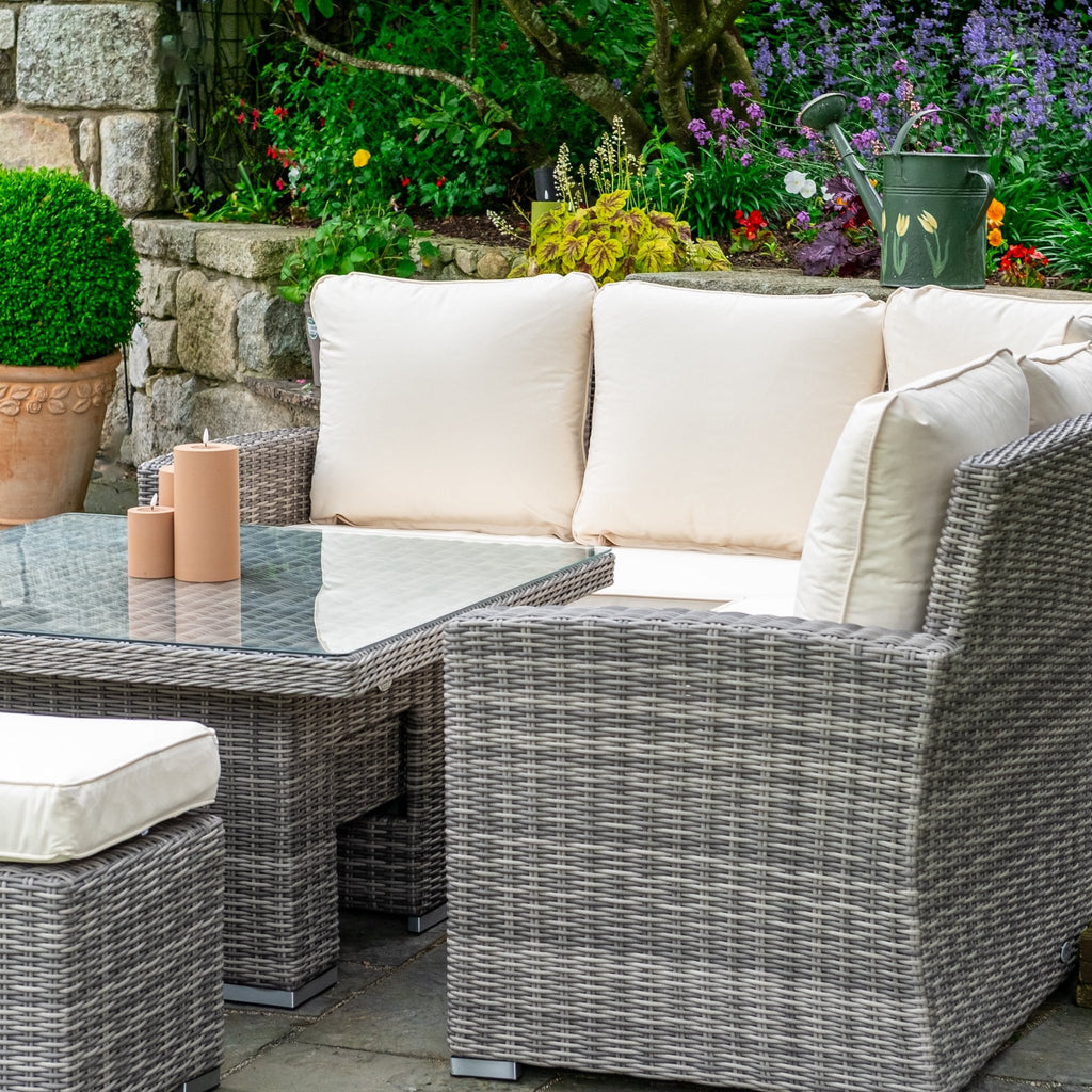 RW - Corner Sofa Set with Square Table (Dark Grey) - Rathwood Store