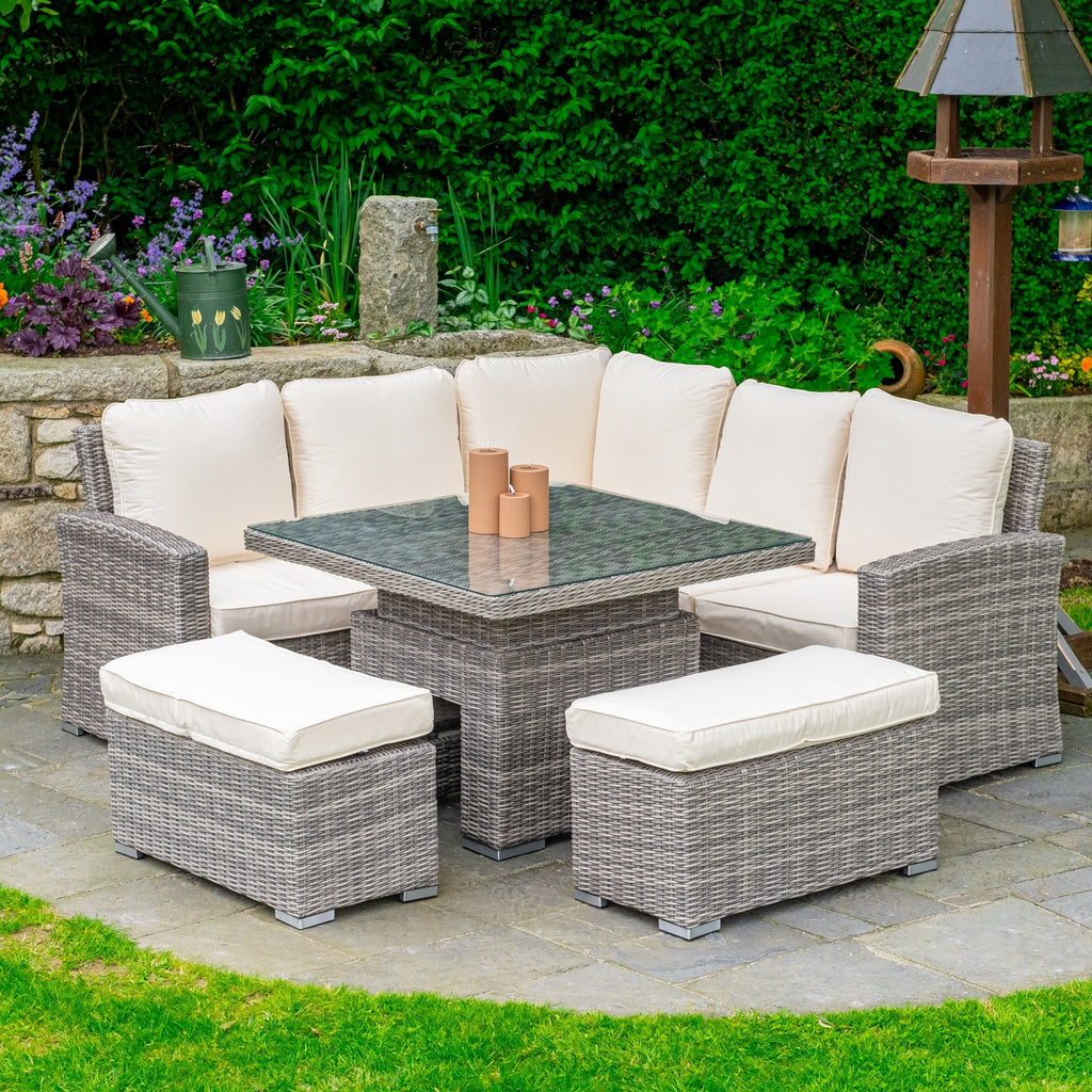 RW - Corner Sofa Set with Square Table (Dark Grey) - Rathwood Store