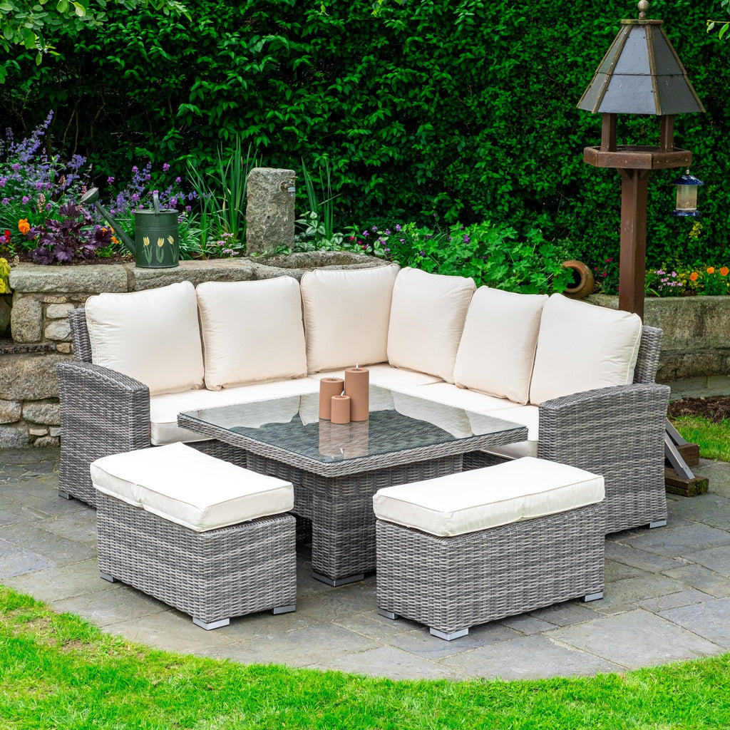 RW - Corner Sofa Set with Square Table (Dark Grey) - Rathwood Store