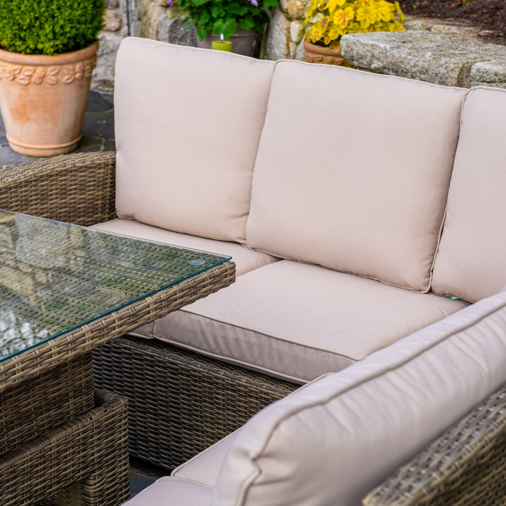 RW - Corner Sofa Set with Square Table (Natural) - Rathwood Store