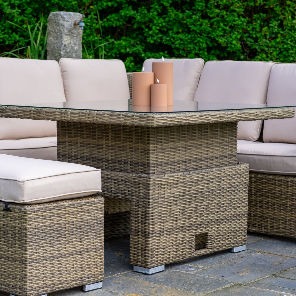 RW - Corner Sofa Set with Square Table (Natural) - Rathwood Store
