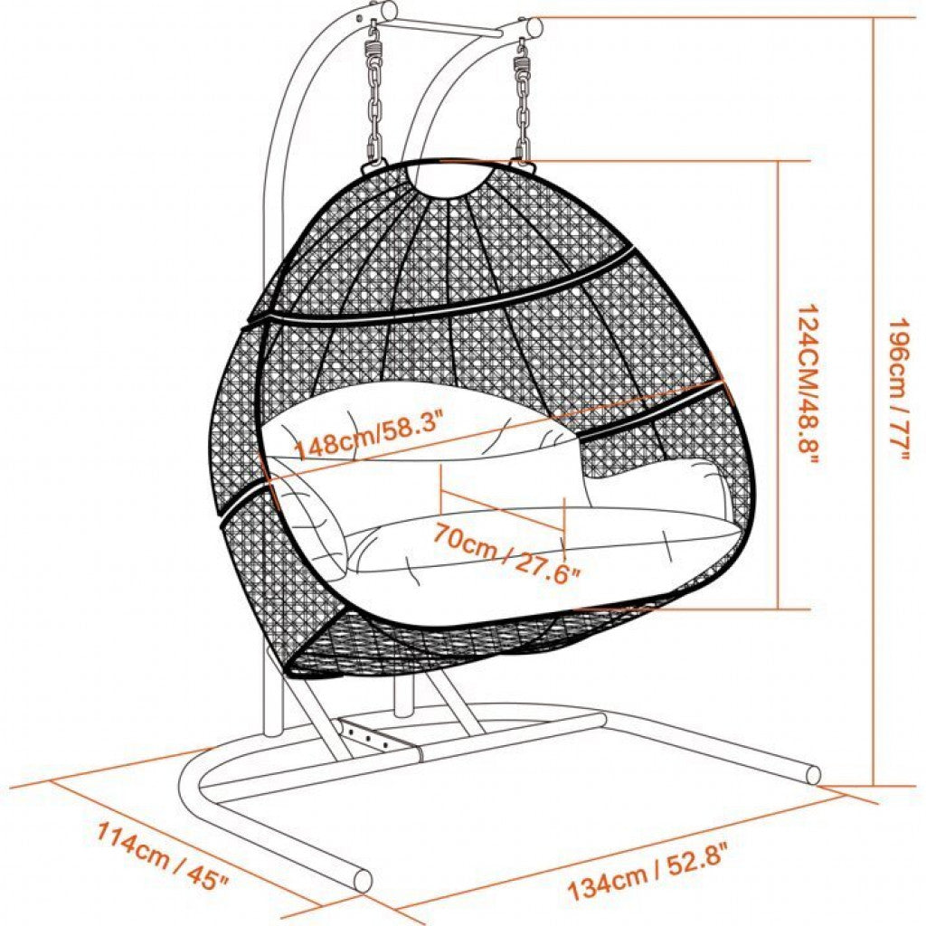 Double Hanging Pod Chair - Grey