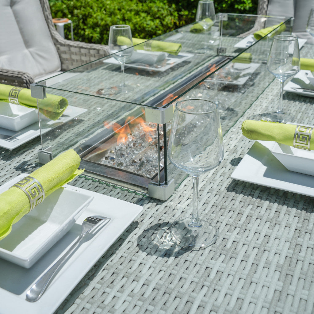 Ravenna - 6 Seater Set with Rectangular Firepit Table (White Washed)