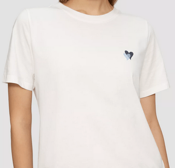 S Oliver T-Shirt SS25 - White (Blue Heart) - Rathwood Store