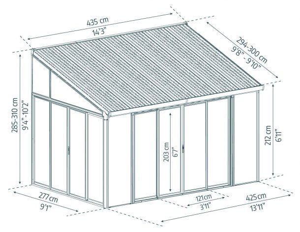 Sanremo 10 ft. x 14 ft. Solarium Kit - Grey Structure & Clear Roof Panels - Rathwood Store