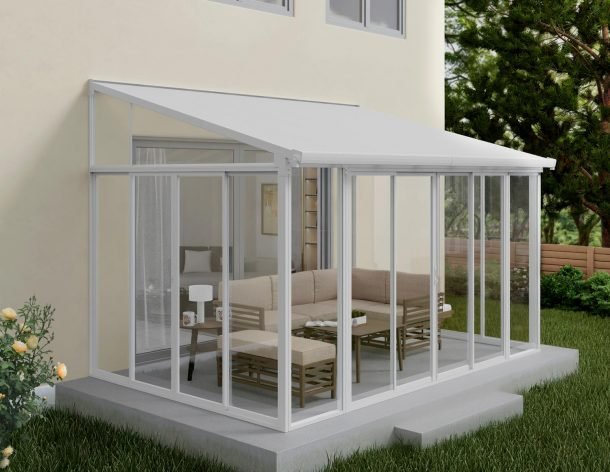 Sanremo 10 ft. x 14 ft. Solarium Kit - Grey Structure & Clear Roof Panels - Rathwood Store